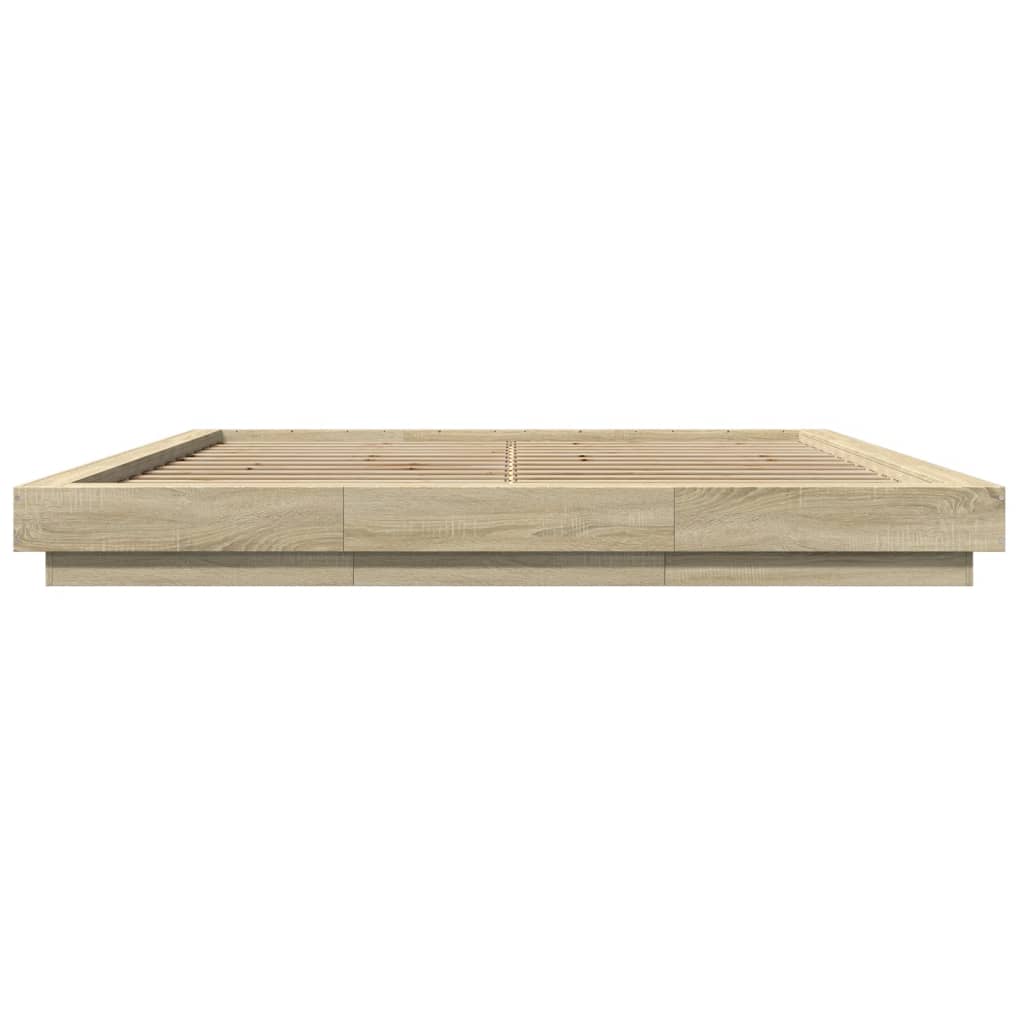 Modern Wooden Emperor Size 2m Bed Frame Base With LED Lights Wood Bed