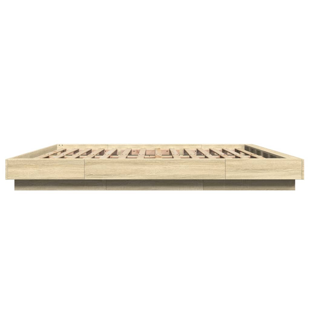 Modern Wooden Emperor Size 2m Bed Frame Base With LED Lights Wood Bed