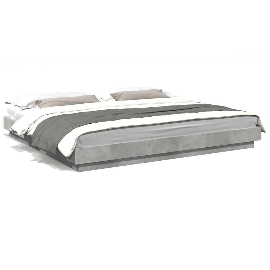 Modern Wooden Emperor Size 2m Bed Frame Base With LED Lights Wood Bed