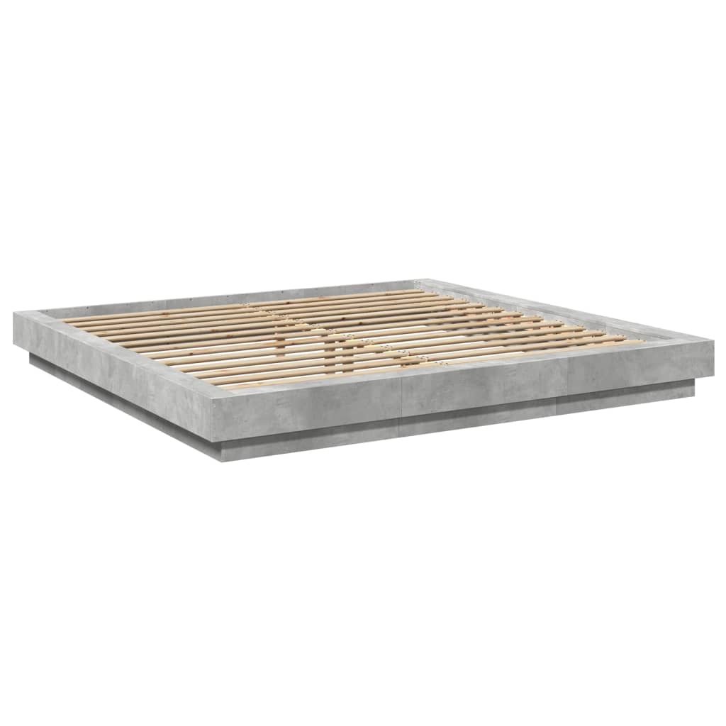 Modern Wooden Emperor Size 2m Bed Frame Base With LED Lights Wood Bed