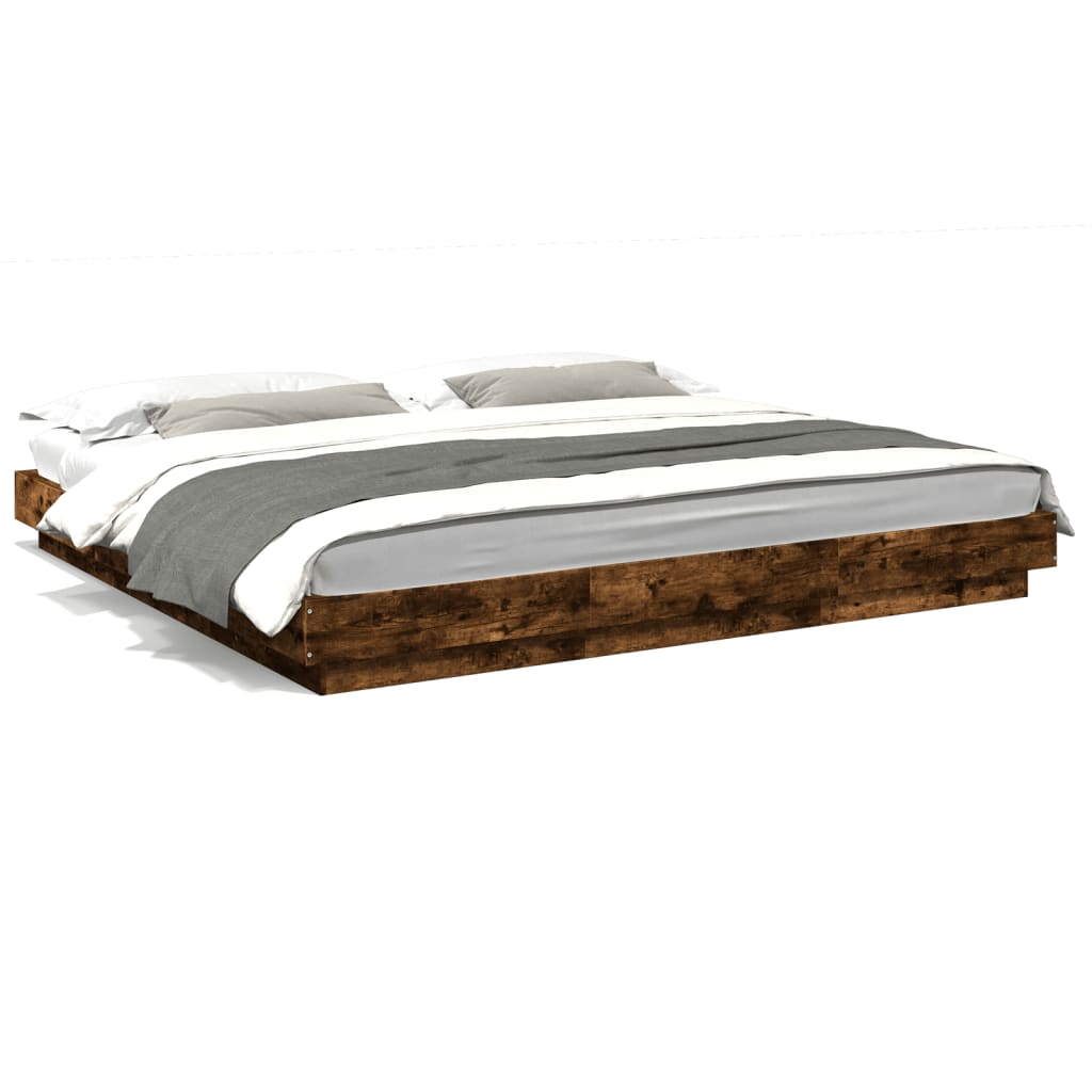 Modern Wooden Emperor Size 2m Bed Frame Base With LED Lights Wood Bed