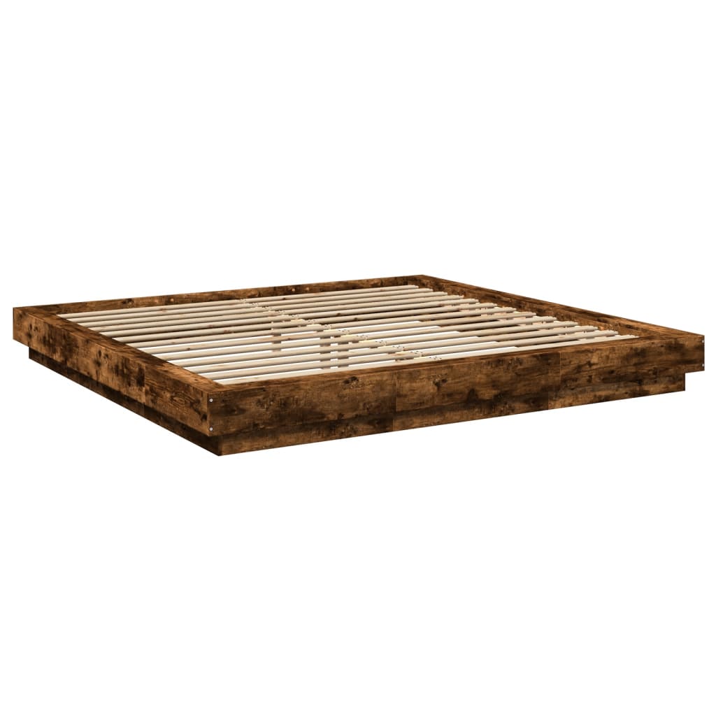 Modern Wooden Emperor Size 2m Bed Frame Base With LED Lights Wood Bed