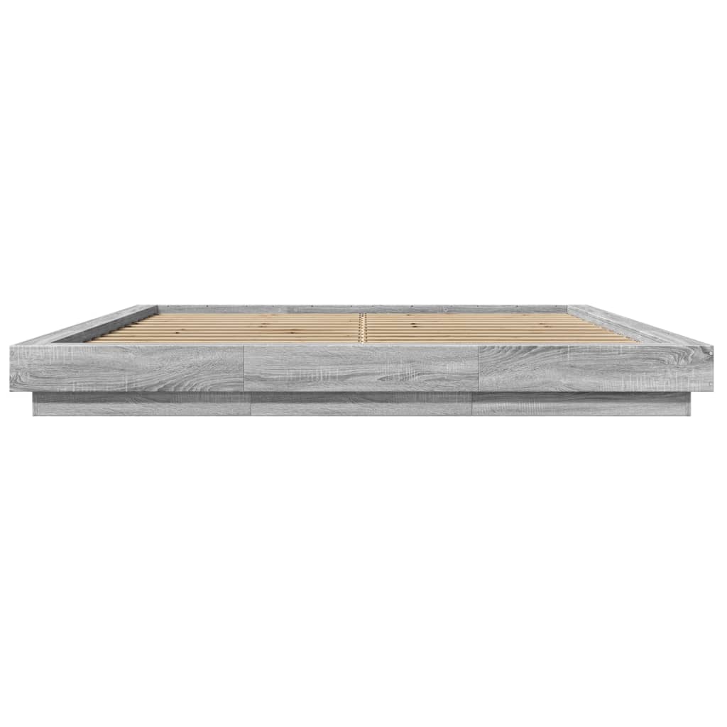 Modern Wooden Emperor Size 2m Bed Frame Base With LED Lights Wood Bed