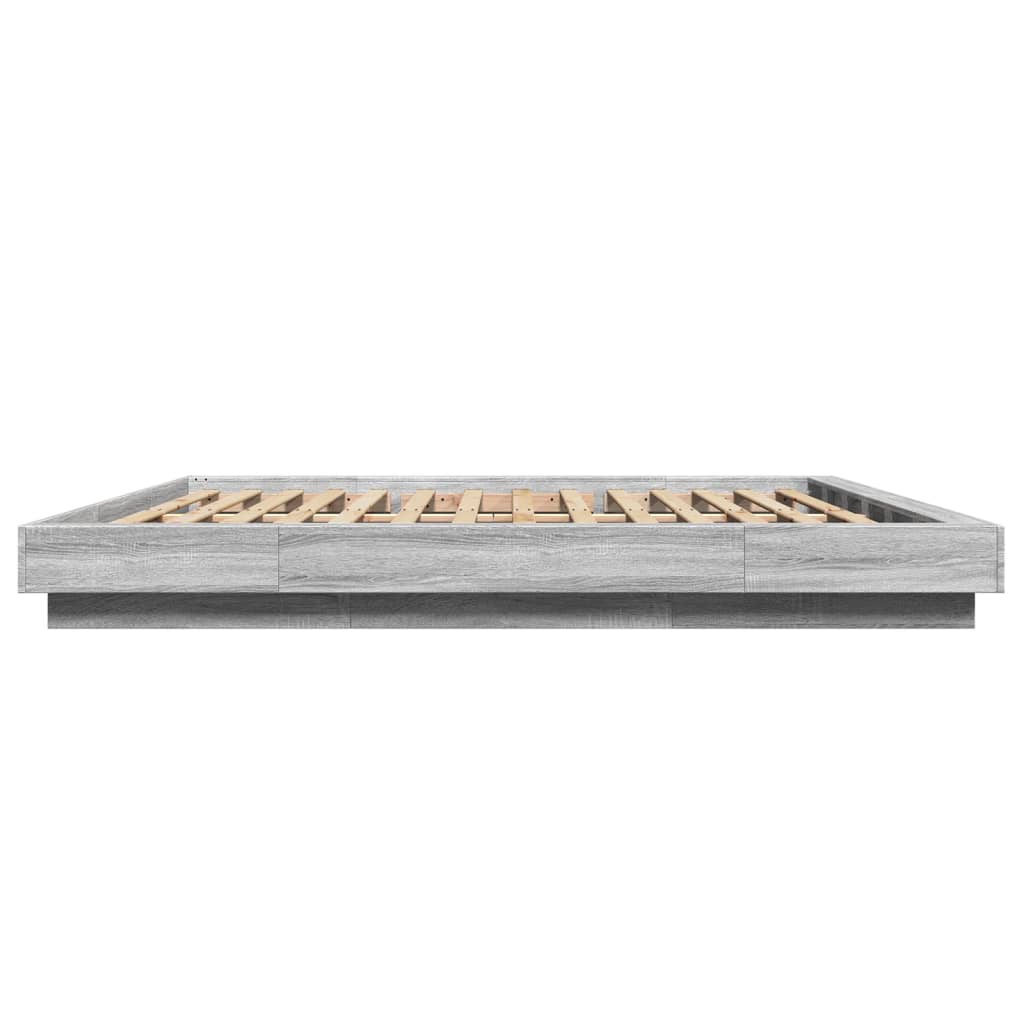 Modern Wooden Emperor Size 2m Bed Frame Base With LED Lights Wood Bed