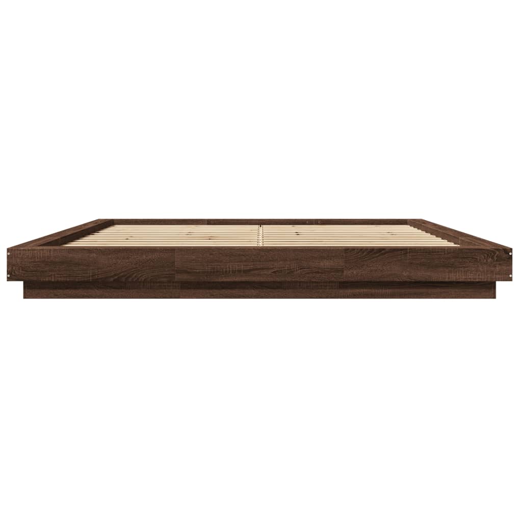 Modern Wooden Emperor Size 2m Bed Frame Base With LED Lights Wood Bed