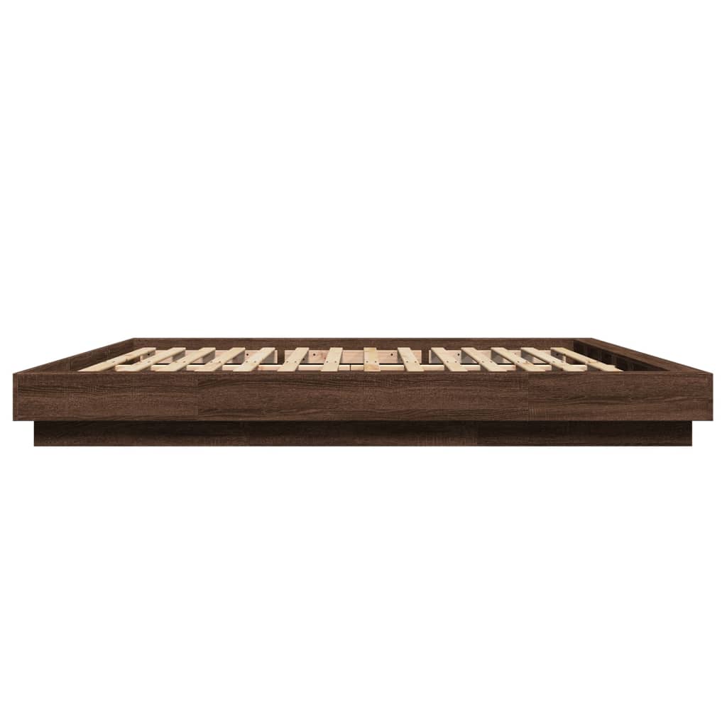 Modern Wooden Emperor Size 2m Bed Frame Base With LED Lights Wood Bed