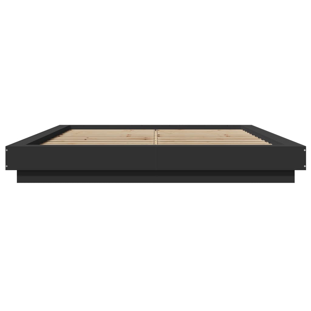 Modern Wooden Queen Size 160cm Bed Frame Base With LED Lights Wood Beds