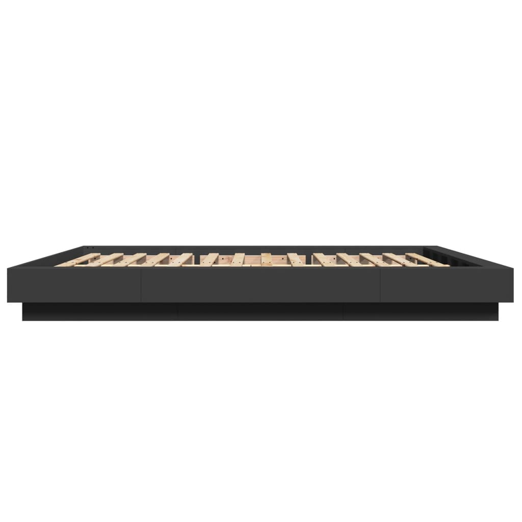 Bed Frame with LED Lights without Mattress Black 160x200cm