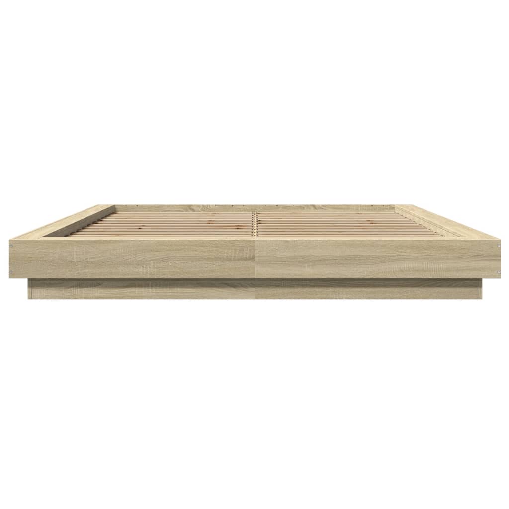 Modern Wooden Queen Size 160cm Bed Frame Base With LED Lights Wood Beds