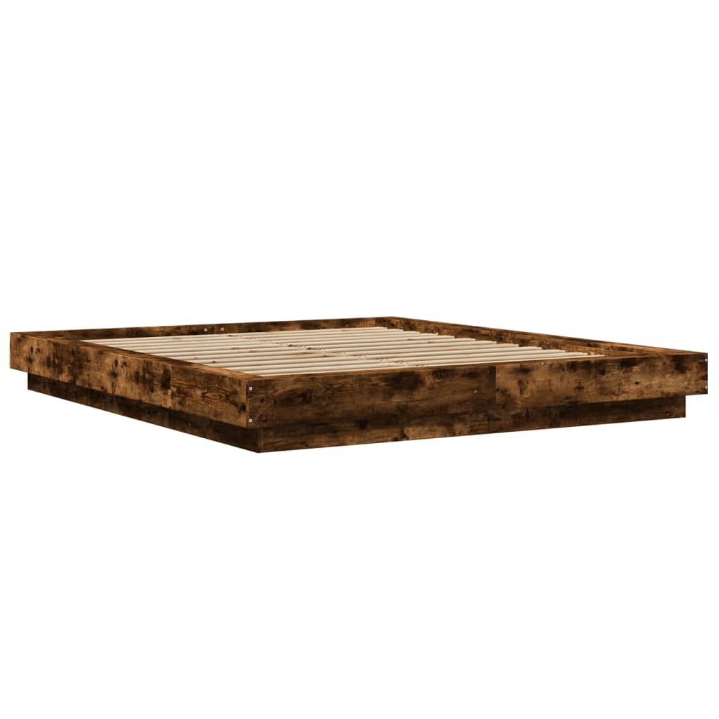 Modern Wooden Queen Size 160cm Bed Frame Base With LED Lights Wood Beds