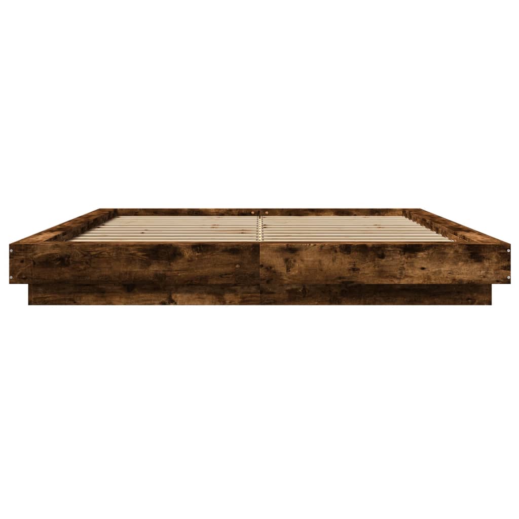 Modern Wooden Queen Size 160cm Bed Frame Base With LED Lights Wood Beds