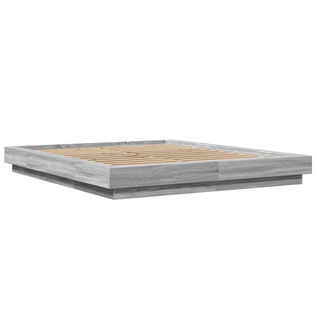 Modern Wooden Queen Size 160cm Bed Frame Base With LED Lights Wood Beds