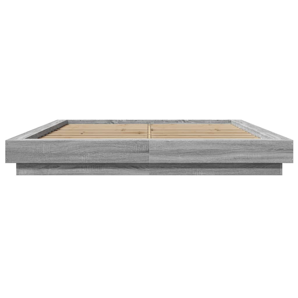 Modern Wooden Queen Size 160cm Bed Frame Base With LED Lights Wood Beds