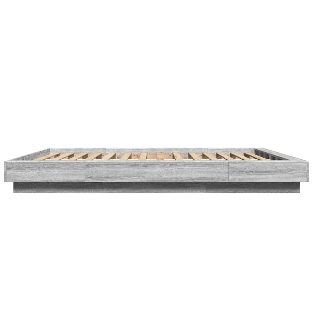 Modern Wooden Queen Size 160cm Bed Frame Base With LED Lights Wood Beds