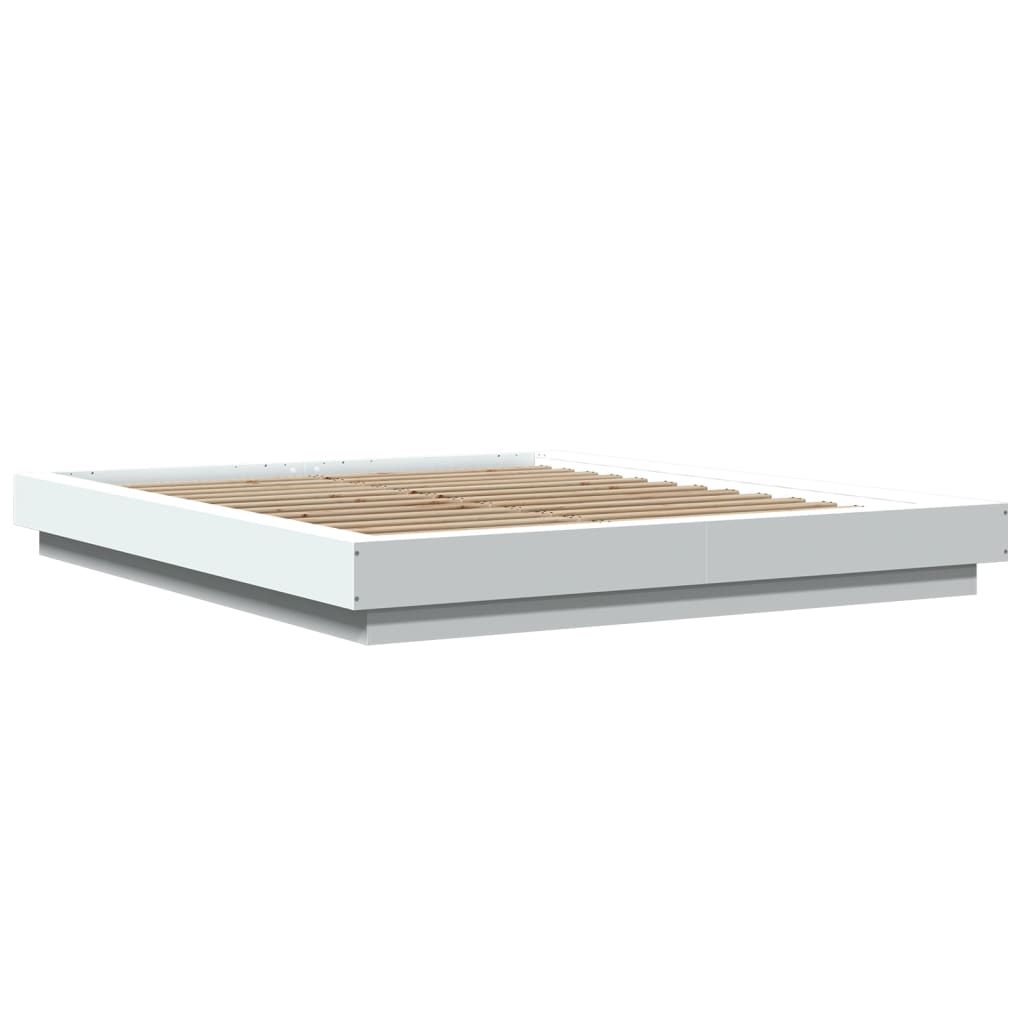 Modern Wooden King Size 150cm Bed Frame Base With LED Lights Wood Beds