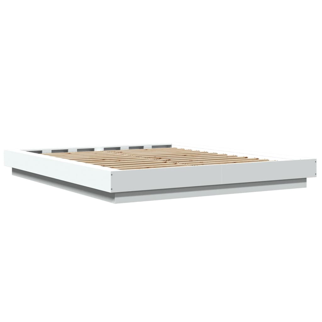 Modern Wooden King Size 150cm Bed Frame Base With LED Lights Wood Beds