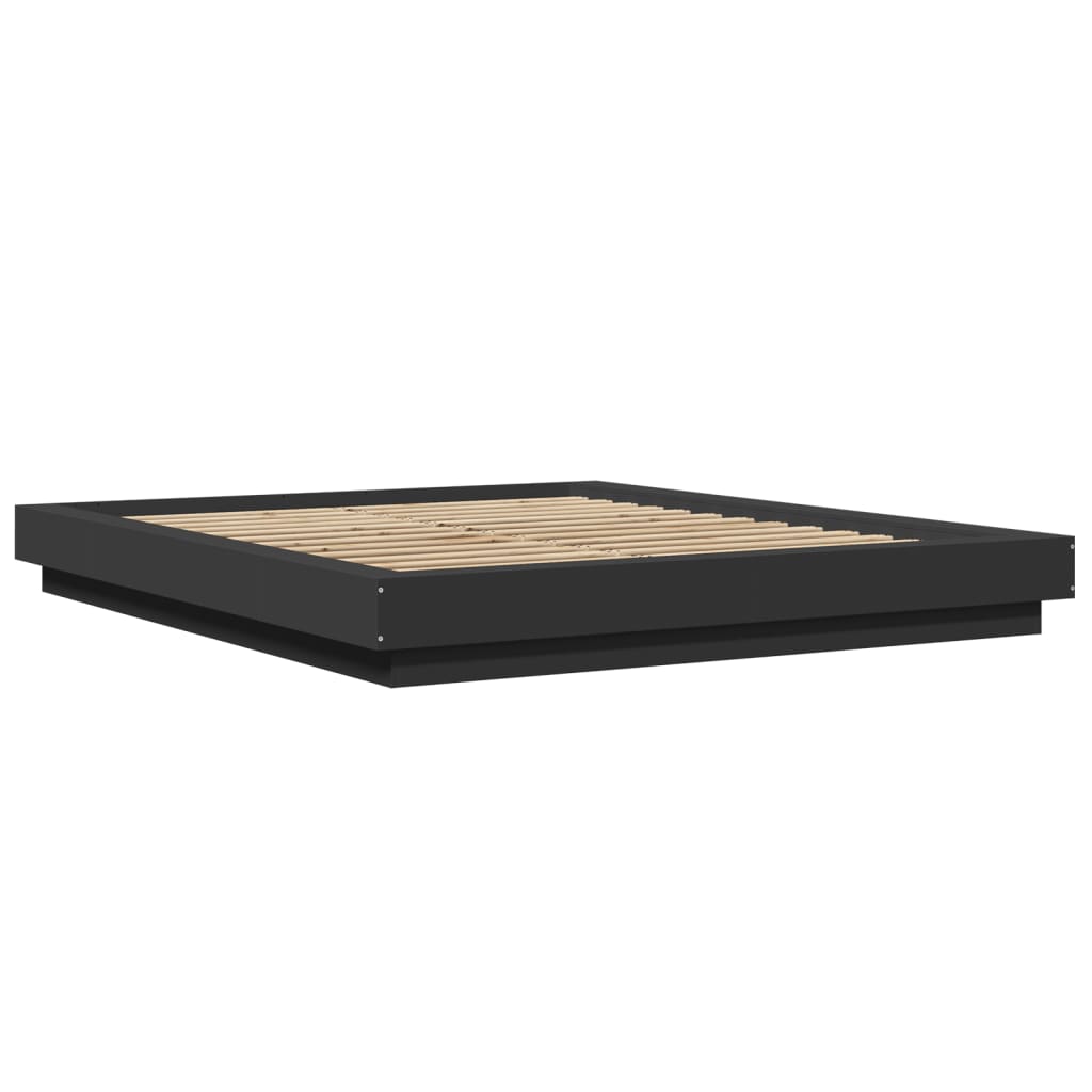 Modern Wooden King Size 150cm Bed Frame Base With LED Lights Wood Beds