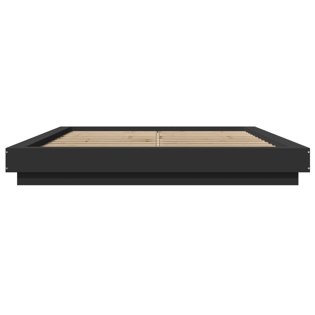 Modern Wooden King Size 150cm Bed Frame Base With LED Lights Wood Beds