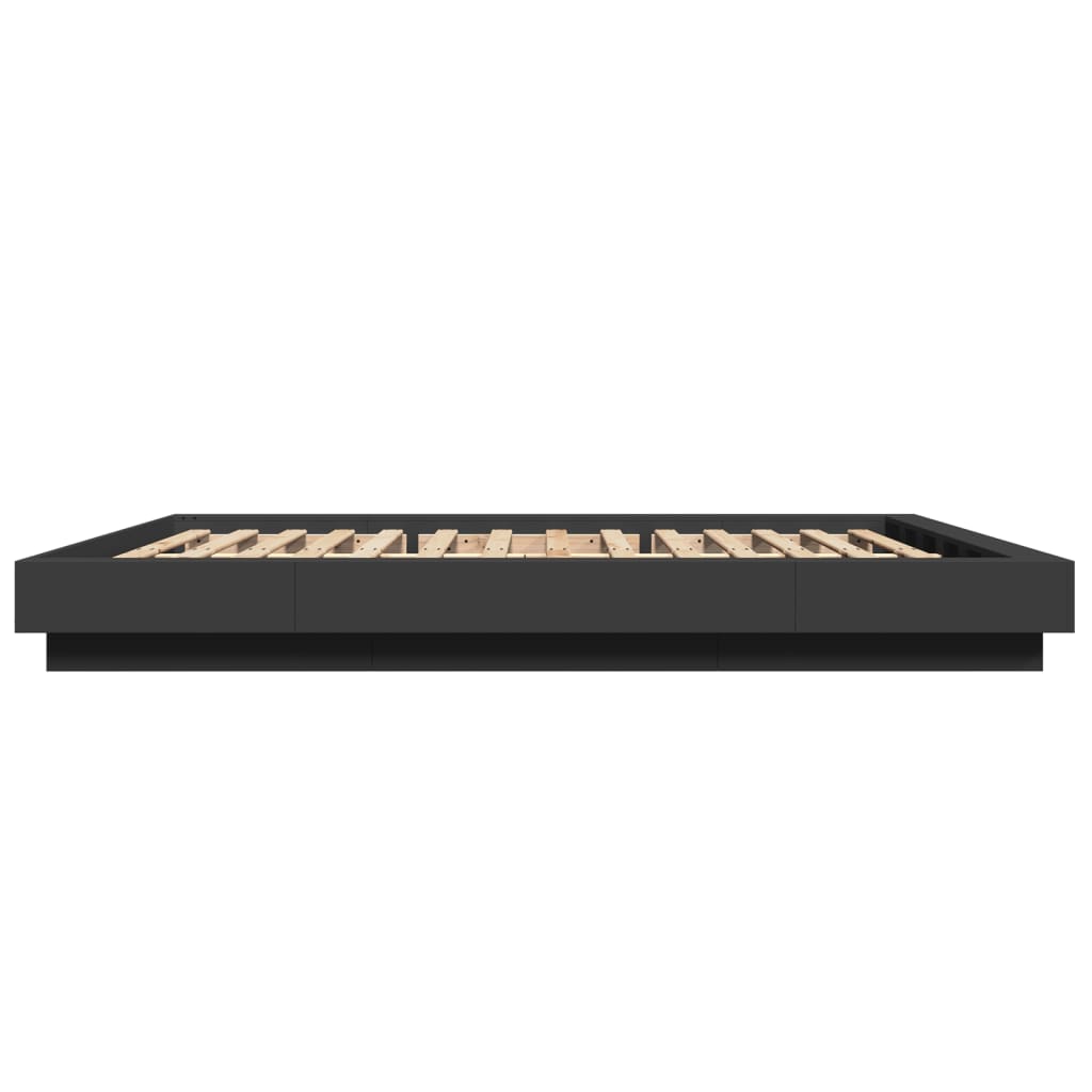 Modern Wooden King Size 150cm Bed Frame Base With LED Lights Wood Beds