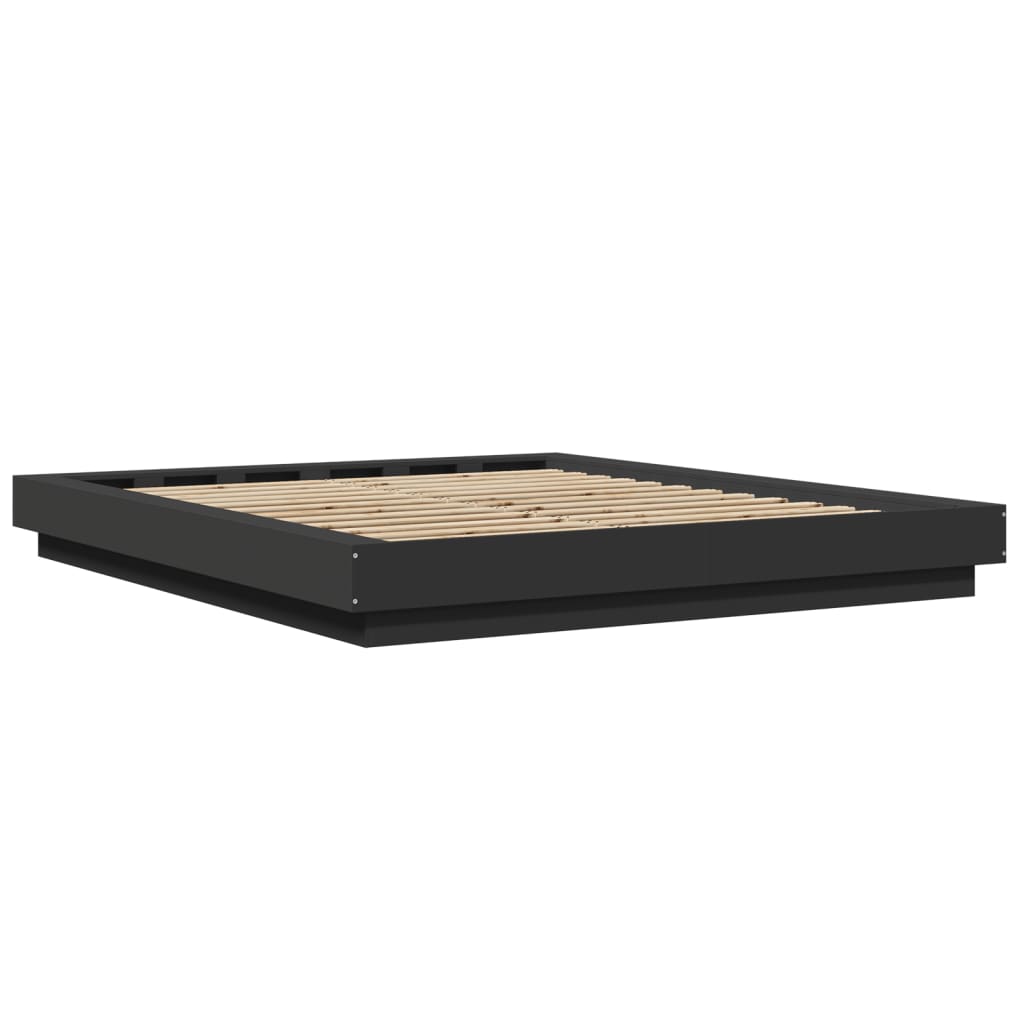 Modern Wooden King Size 150cm Bed Frame Base With LED Lights Wood Beds