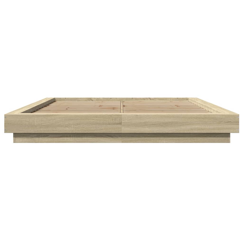 Modern Wooden King Size 150cm Bed Frame Base With LED Lights Wood Beds