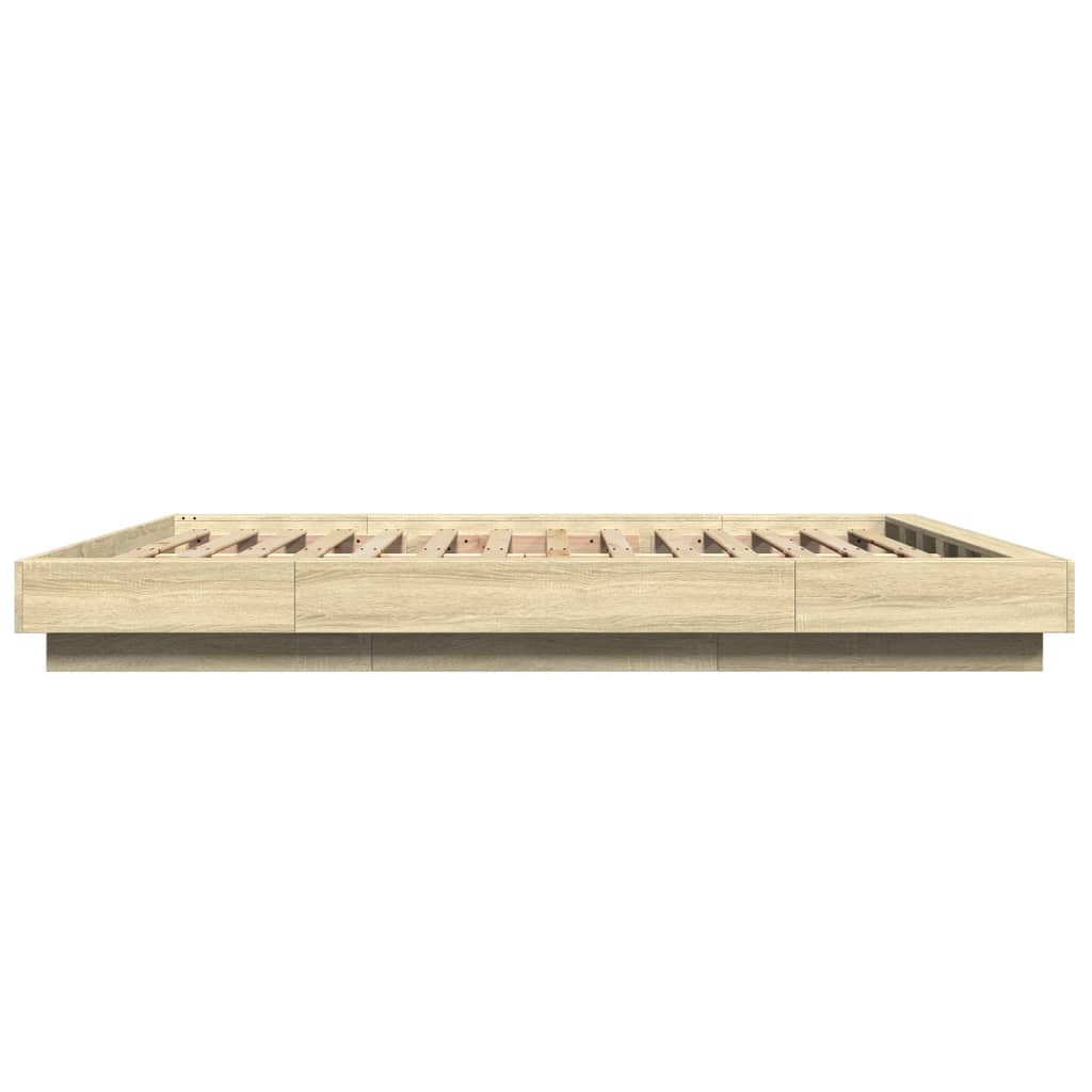 Modern Wooden King Size 150cm Bed Frame Base With LED Lights Wood Beds