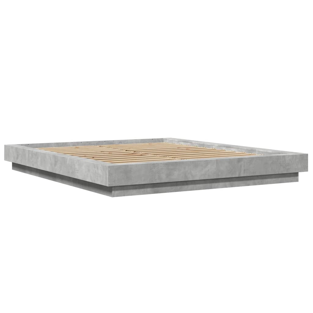 Modern Wooden King Size 150cm Bed Frame Base With LED Lights Wood Beds