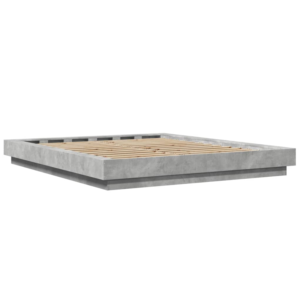 Modern Wooden King Size 150cm Bed Frame Base With LED Lights Wood Beds