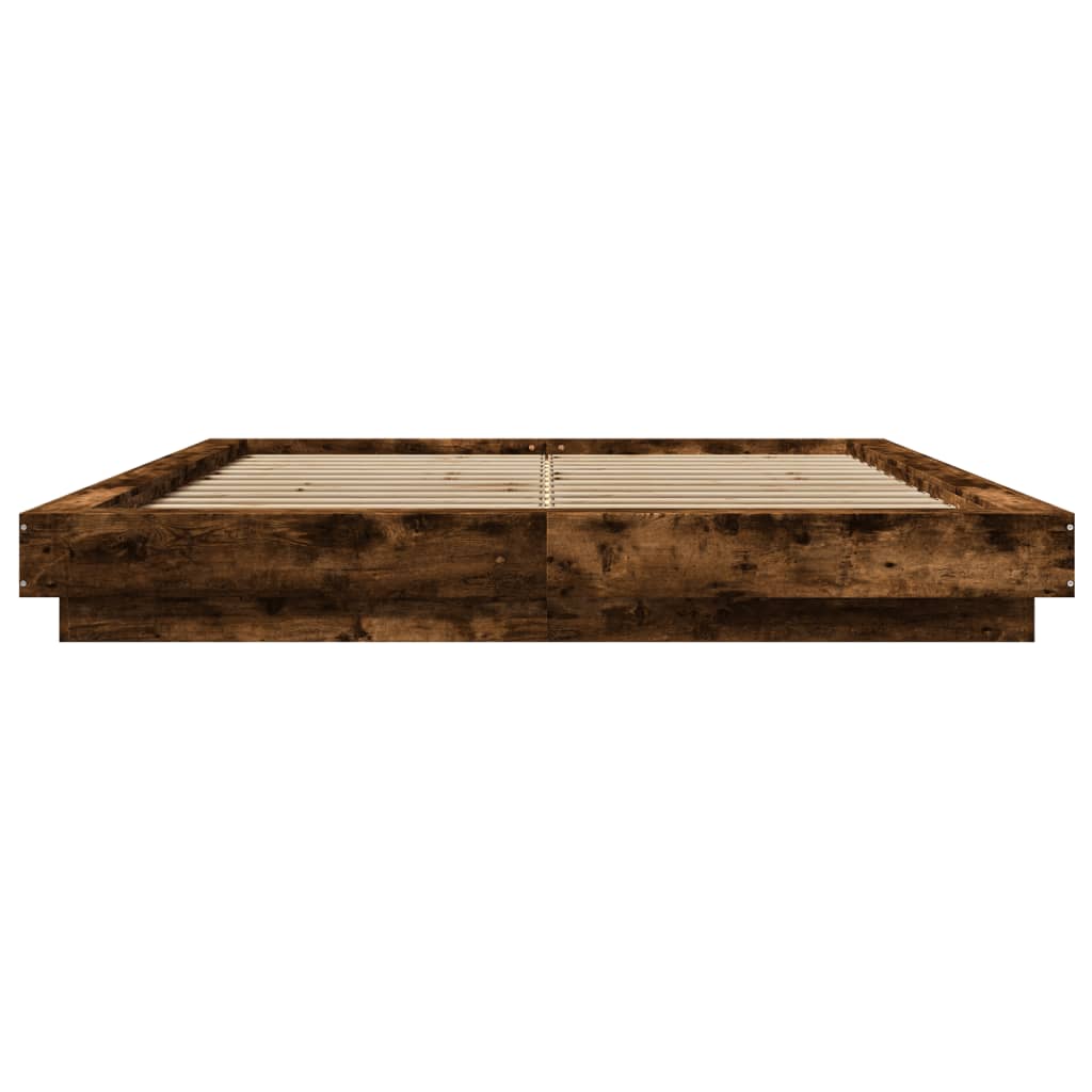Modern Wooden King Size 150cm Bed Frame Base With LED Lights Wood Beds