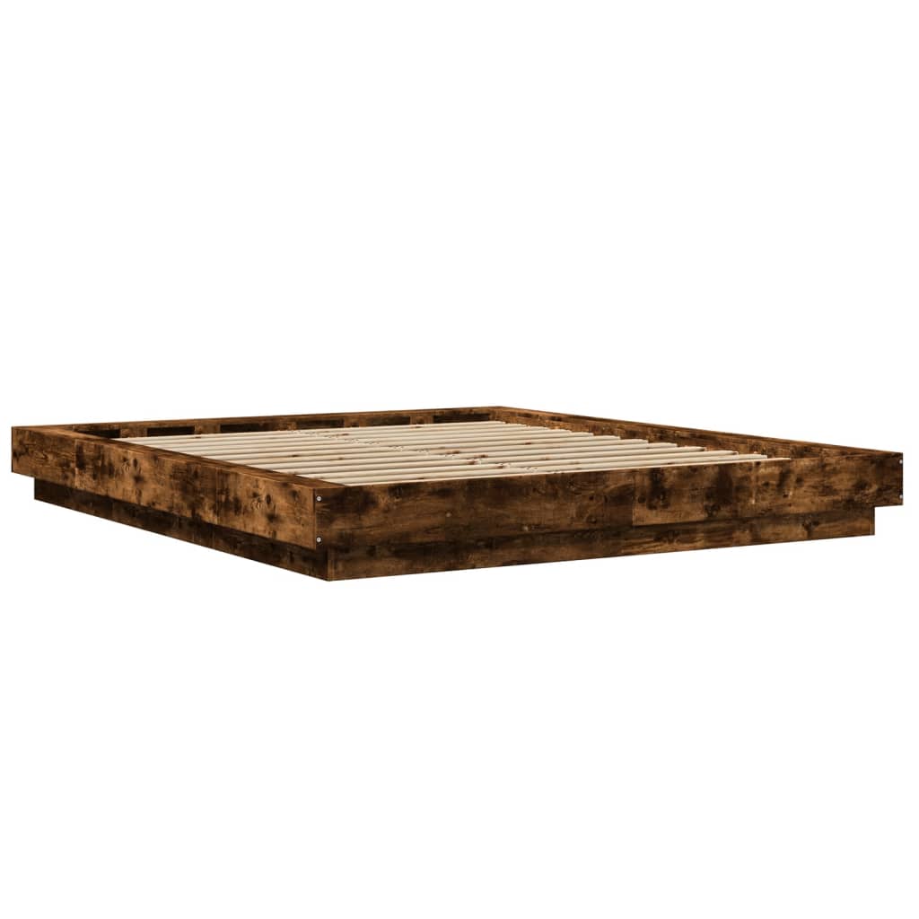 Modern Wooden King Size 150cm Bed Frame Base With LED Lights Wood Beds