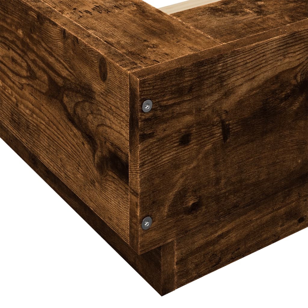 Bed Frame with LED Lights without Mattress Smoked Oak 150x200cm