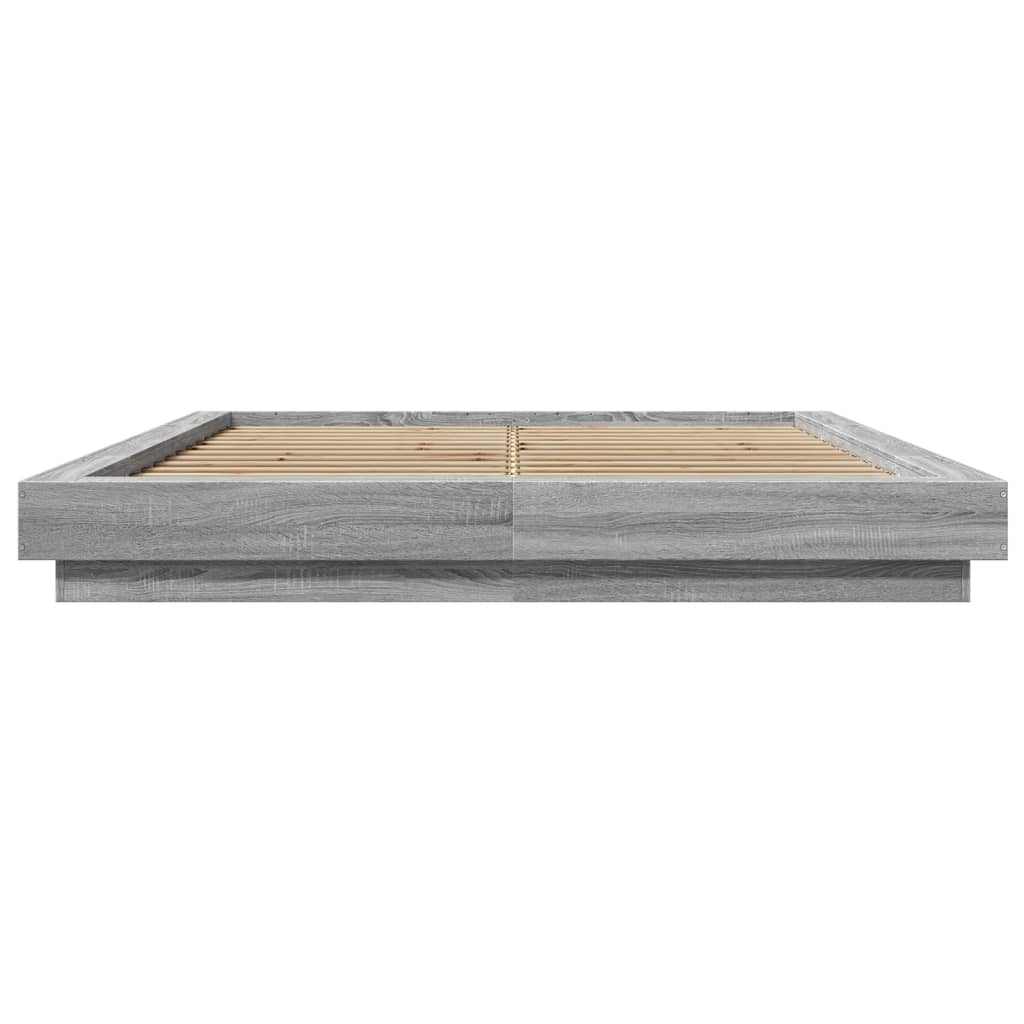 Modern Wooden King Size 150cm Bed Frame Base With LED Lights Wood Beds