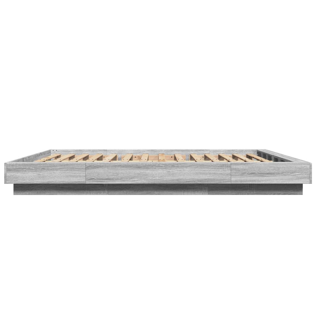 Modern Wooden King Size 150cm Bed Frame Base With LED Lights Wood Beds