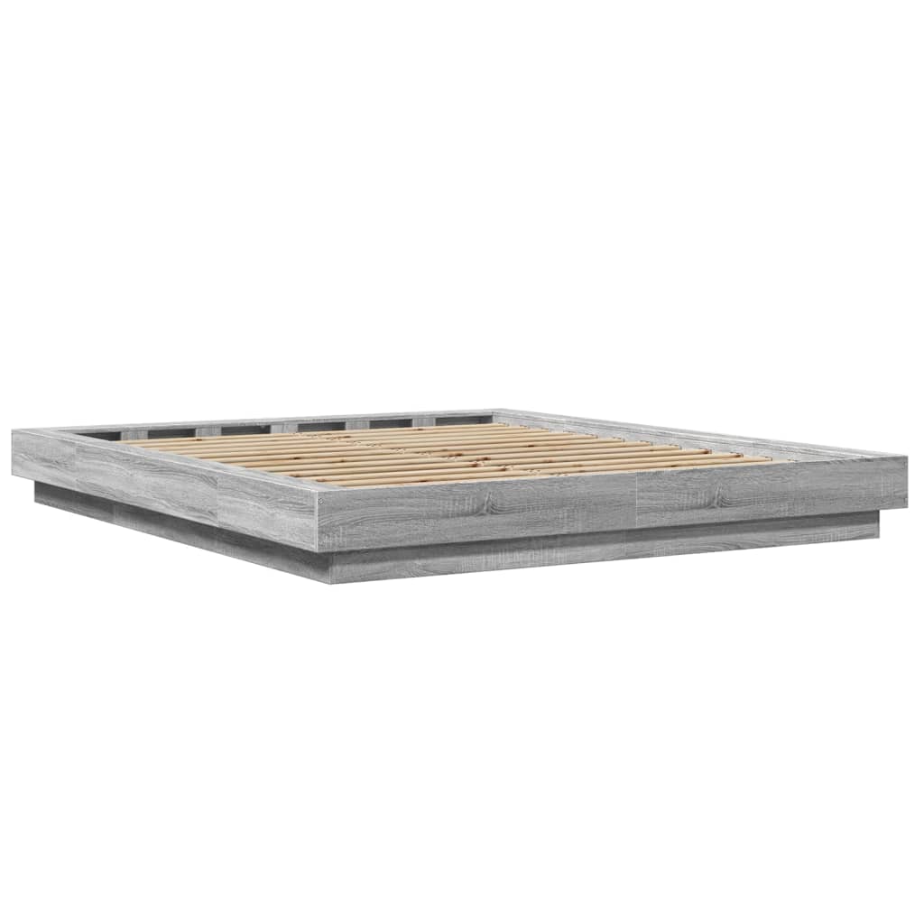 Modern Wooden King Size 150cm Bed Frame Base With LED Lights Wood Beds
