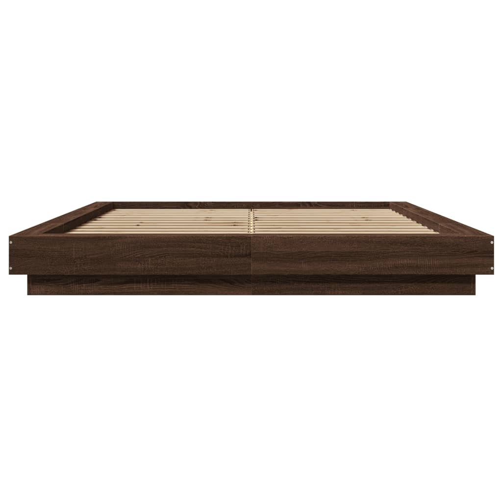 Modern Wooden King Size 150cm Bed Frame Base With LED Lights Wood Beds