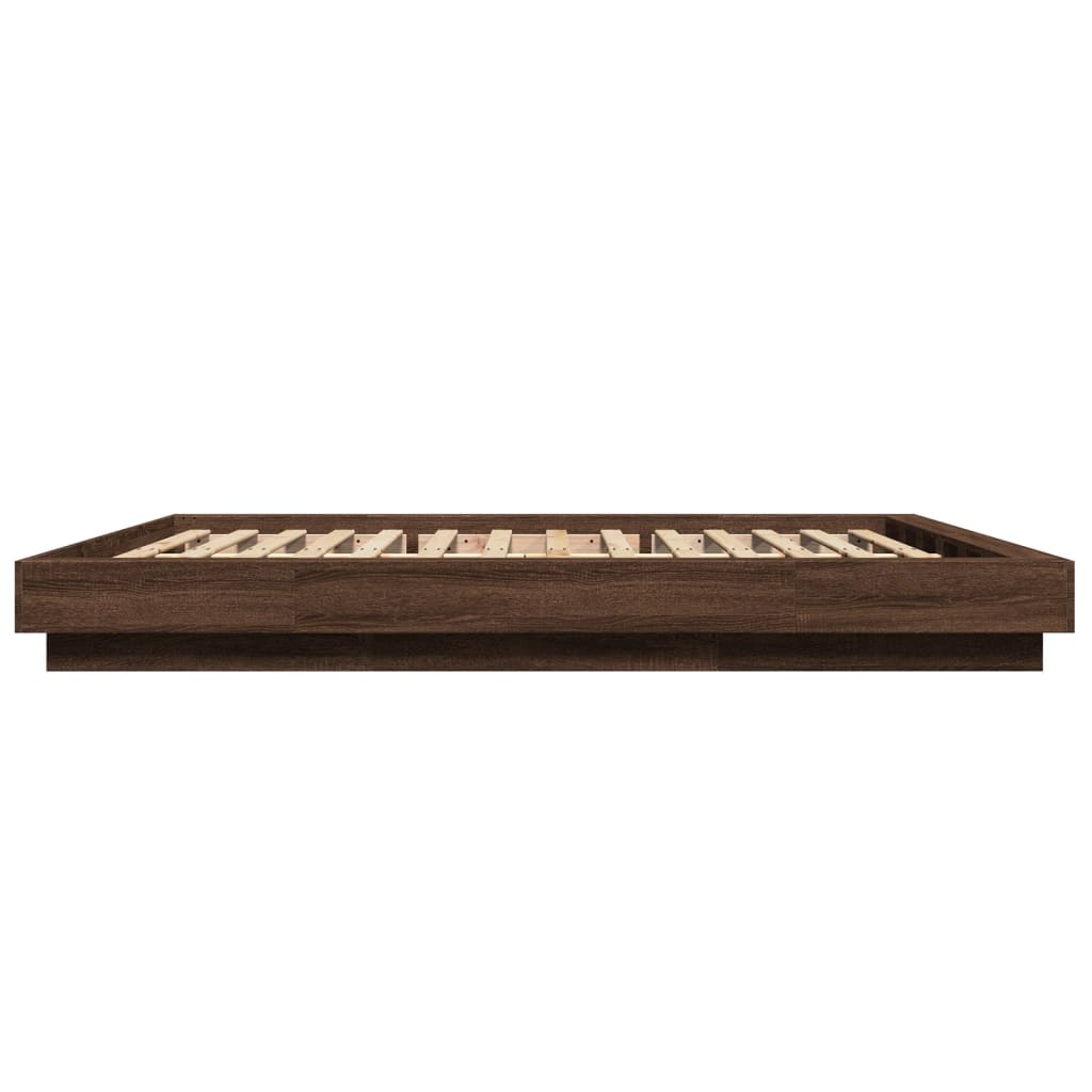Modern Wooden King Size 150cm Bed Frame Base With LED Lights Wood Beds