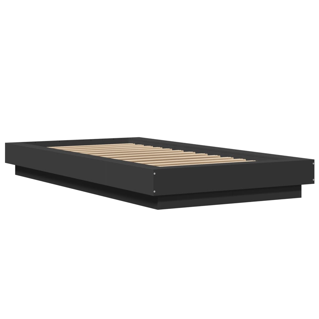 Bed Frame with LED Lights without Mattress Black 90x200cm