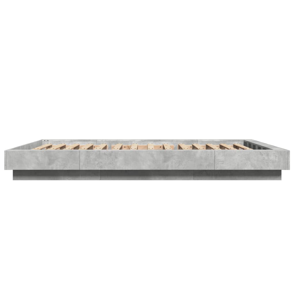 Bed Frame with LED Lights without Mattress Concrete Grey 140x190cm