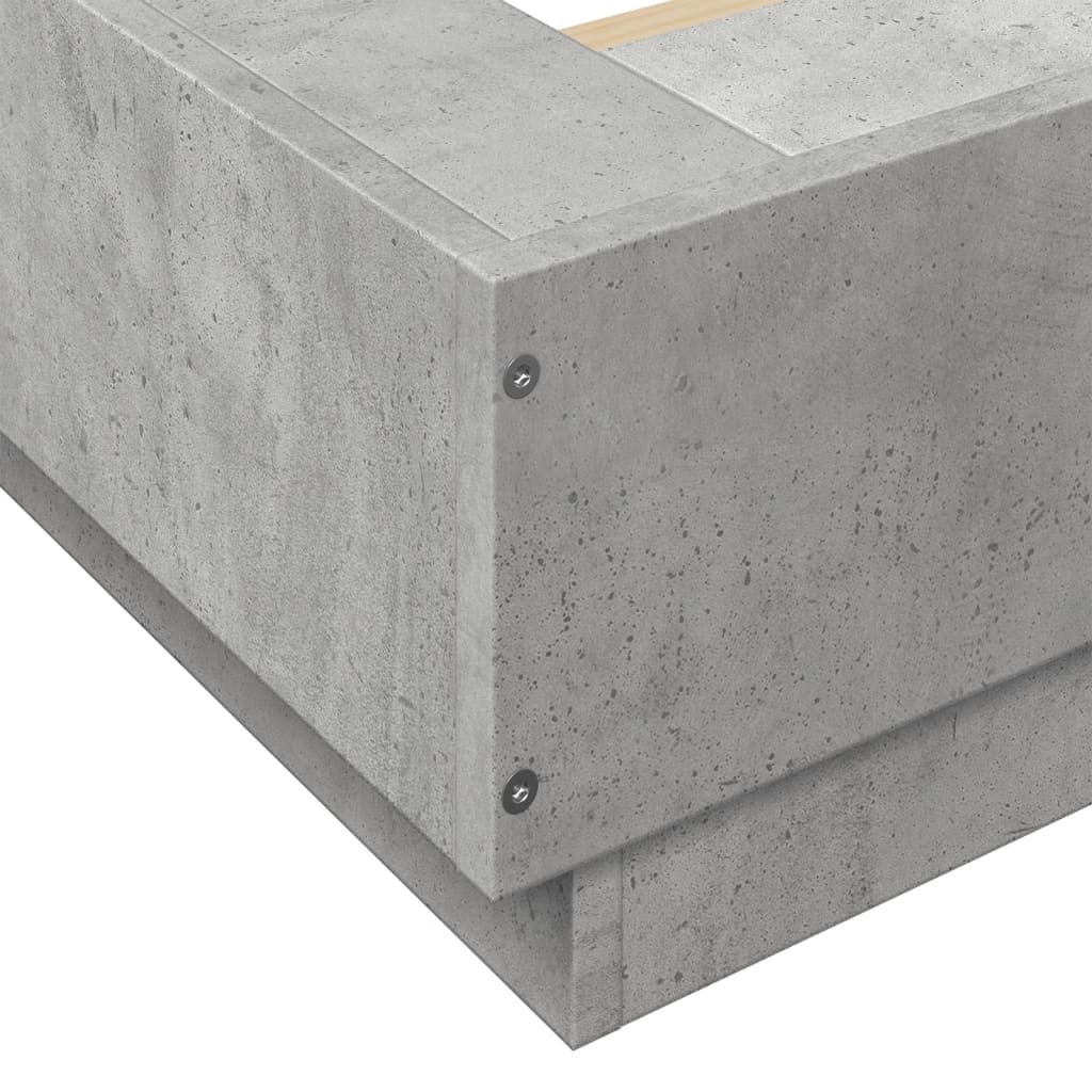 Bed Frame with LED Lights without Mattress Concrete Grey 140x190cm