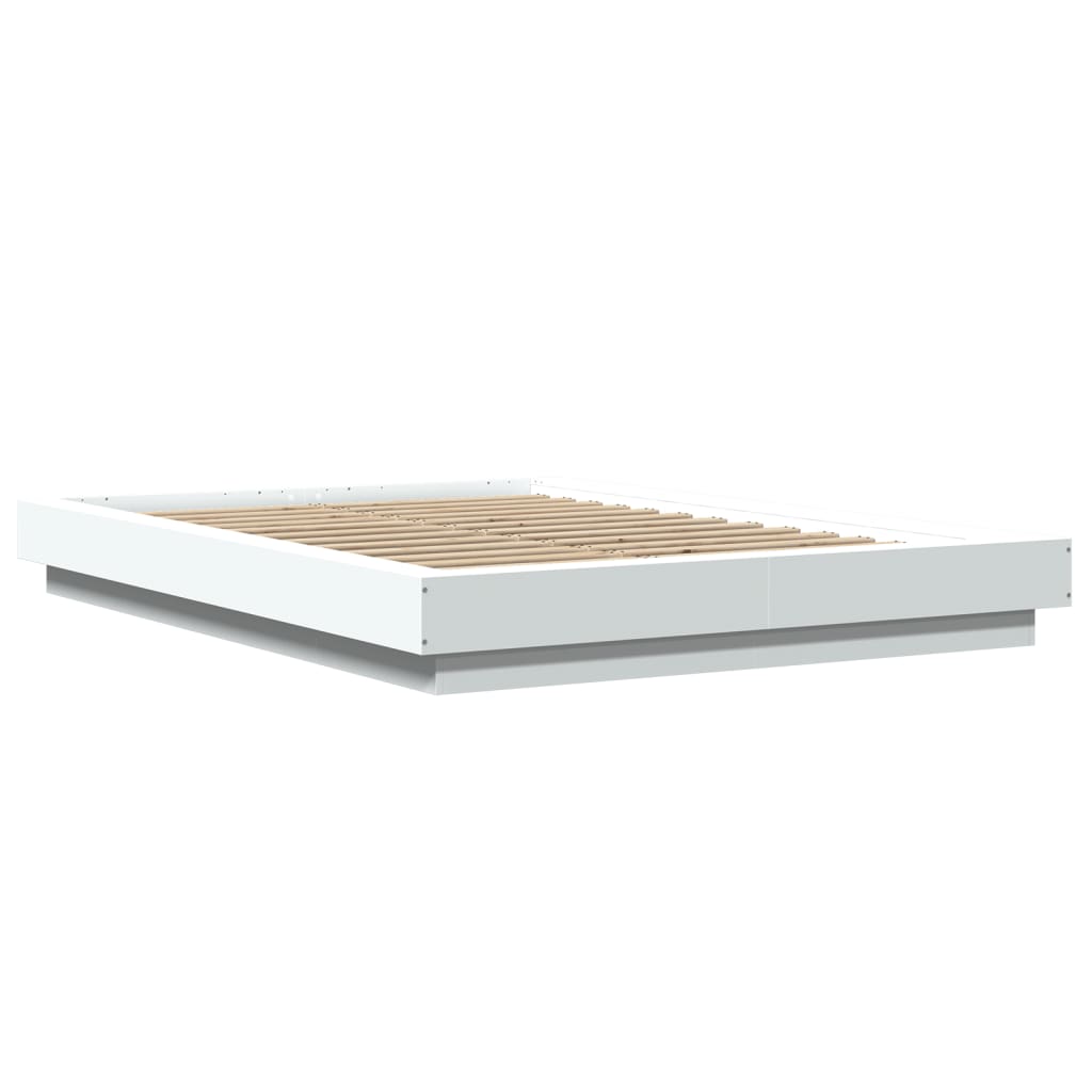 Modern Wooden Double Size 135cm Bed Frame Base With LED Lights Wood Beds