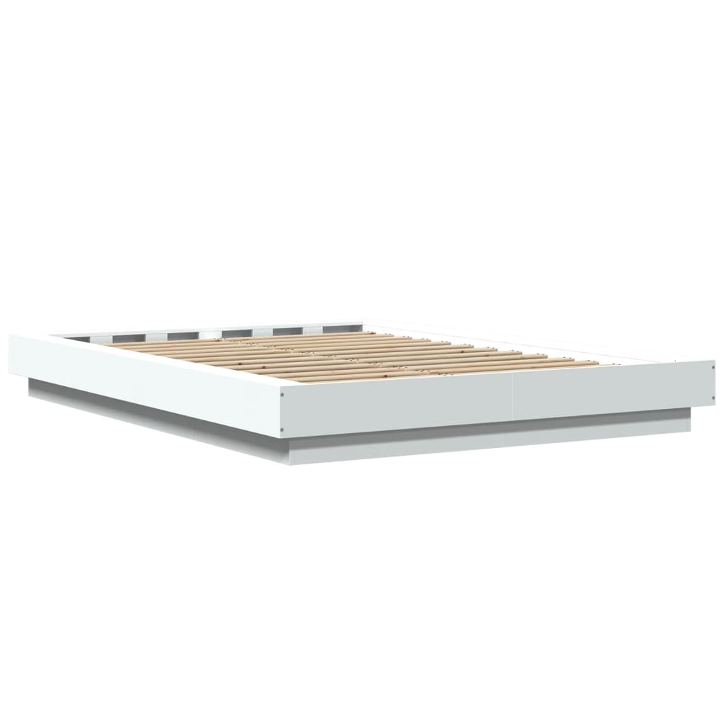 Modern Wooden Double Size 135cm Bed Frame Base With LED Lights Wood Beds