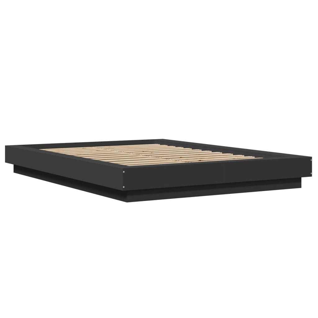 Modern Wooden Double Size 135cm Bed Frame Base With LED Lights Wood Beds