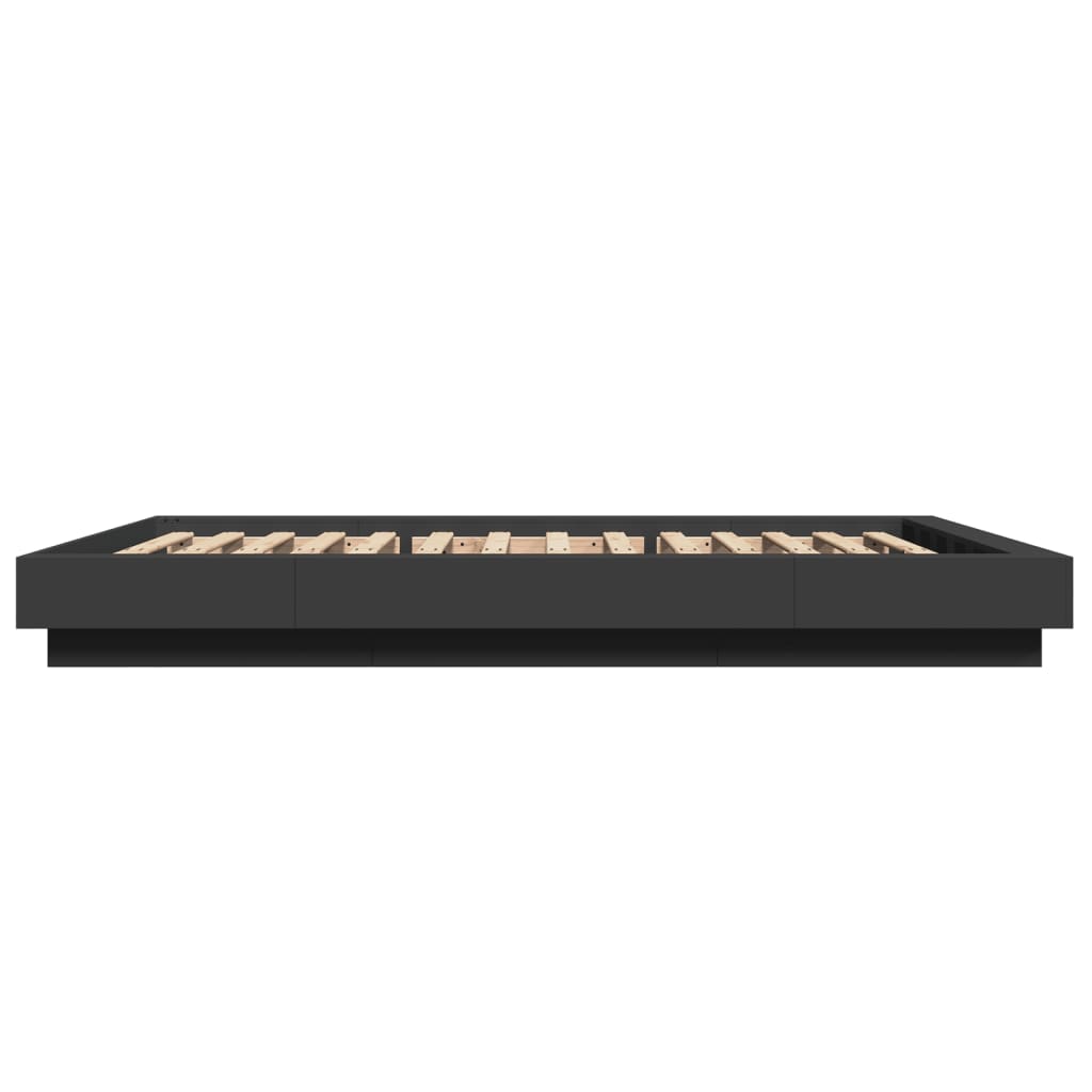 Modern Wooden Double Size 135cm Bed Frame Base With LED Lights Wood Beds