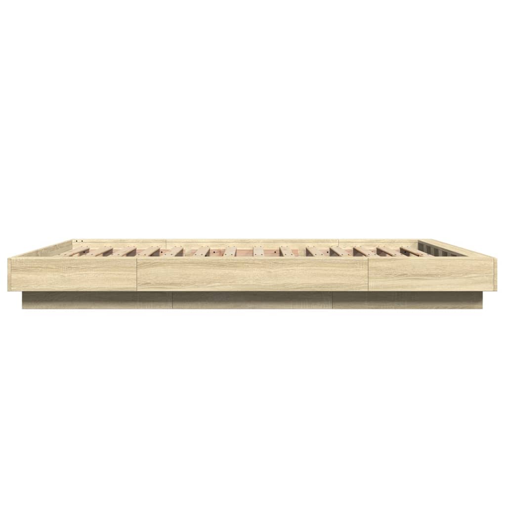 Modern Wooden Double Size 135cm Bed Frame Base With LED Lights Wood Beds