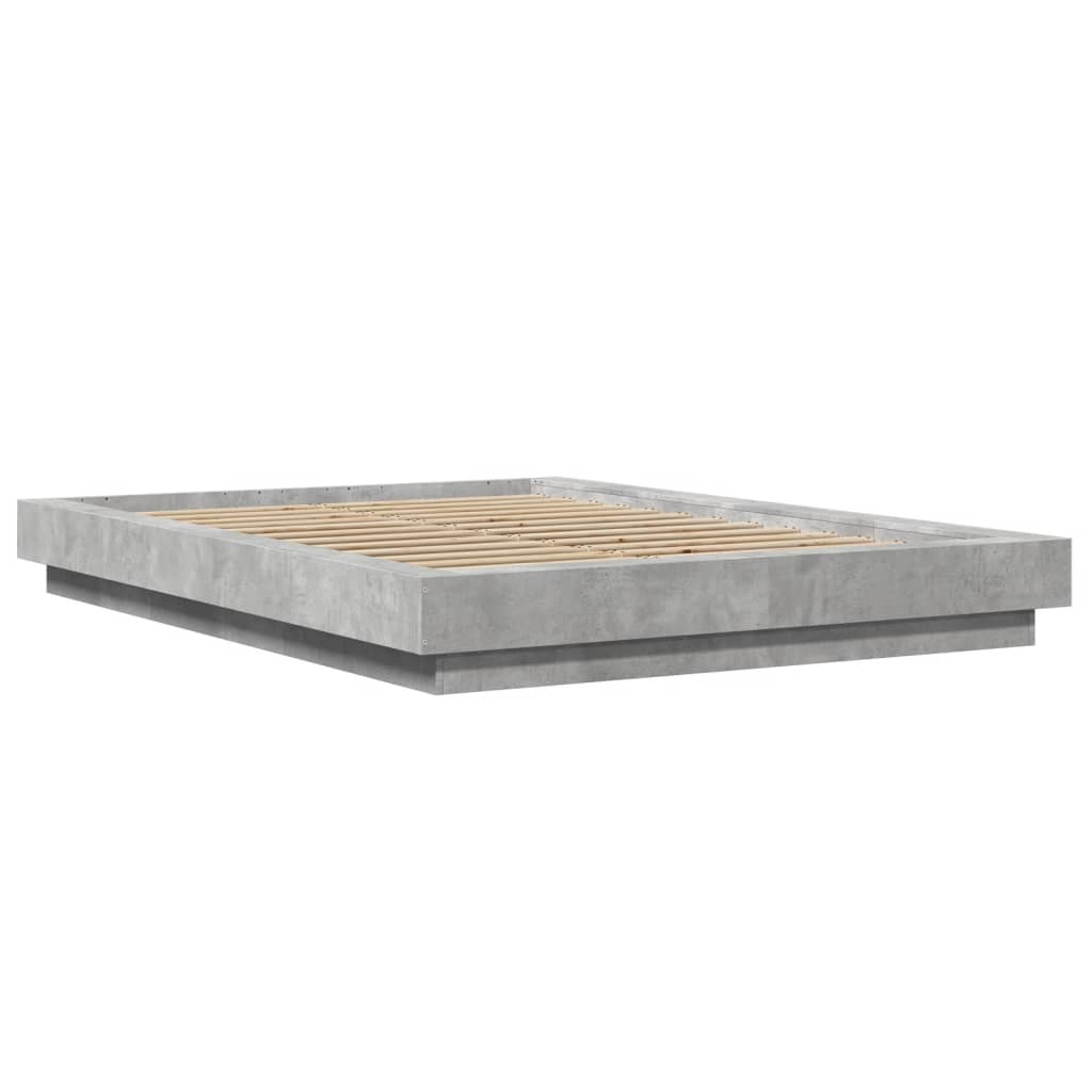 Modern Wooden Double Size 135cm Bed Frame Base With LED Lights Wood Beds