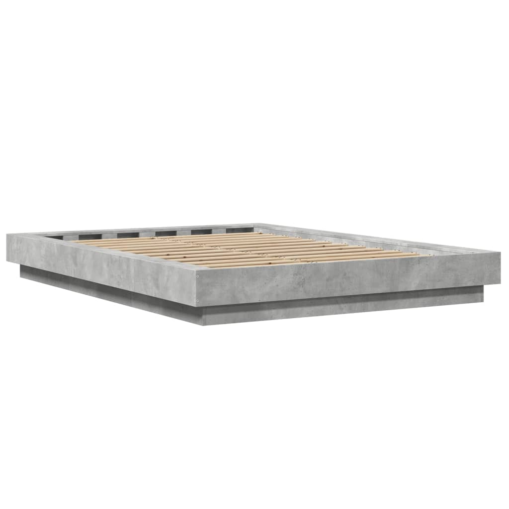 Modern Wooden Double Size 135cm Bed Frame Base With LED Lights Wood Beds