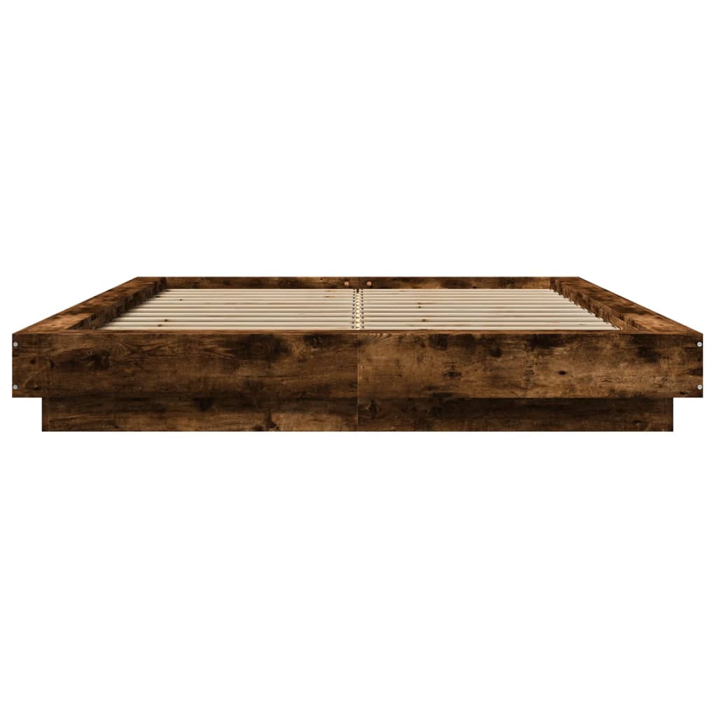Modern Wooden Double Size 135cm Bed Frame Base With LED Lights Wood Beds