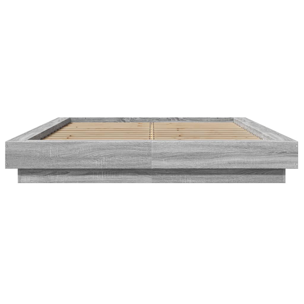 Modern Wooden Double Size 135cm Bed Frame Base With LED Lights Wood Beds