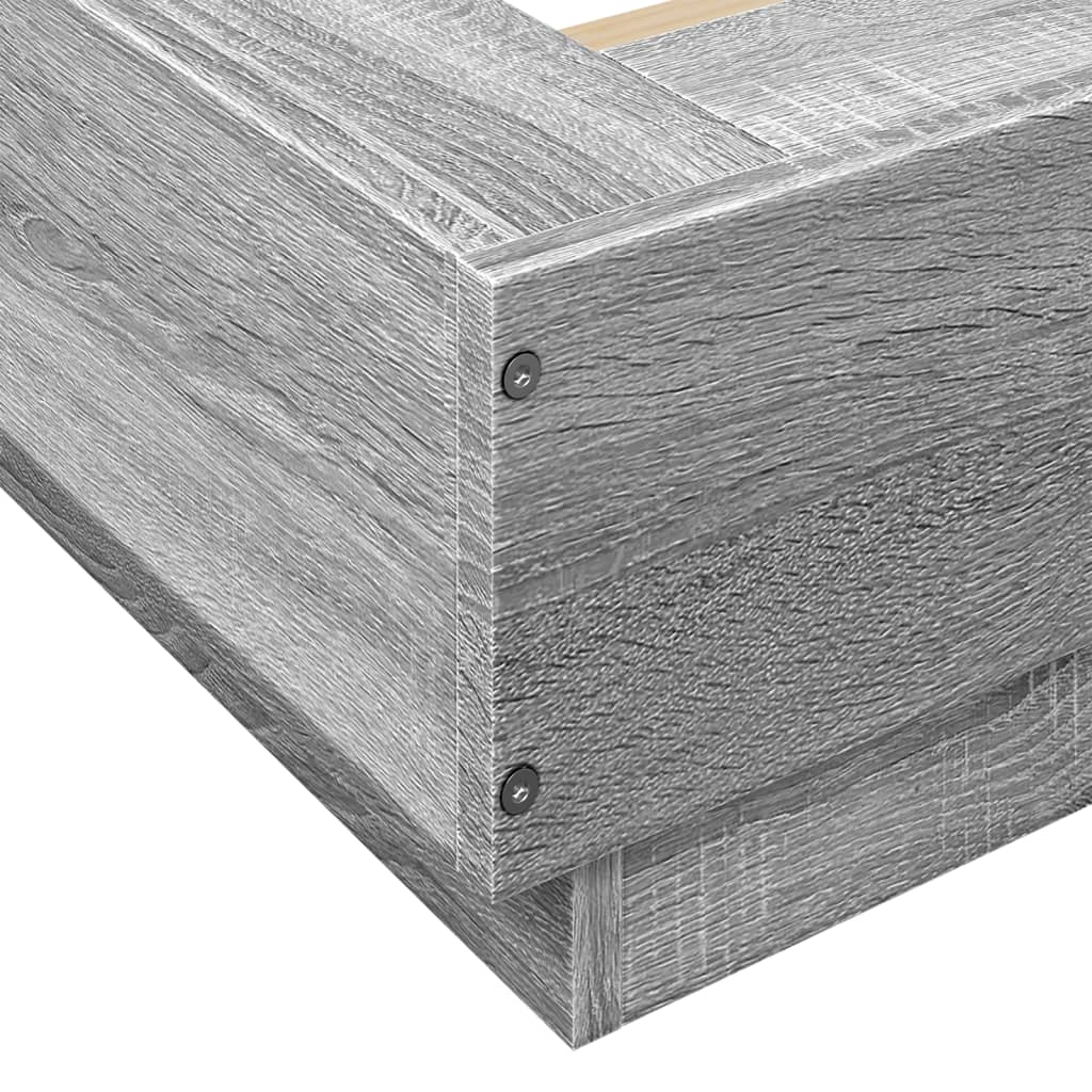 Bed Frame with LED Lights without Mattress Grey Sonoma 135x190cm