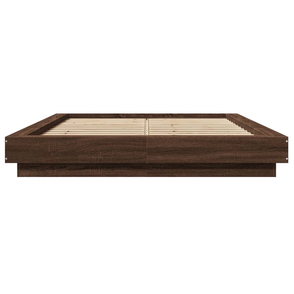 Modern Wooden Double Size 135cm Bed Frame Base With LED Lights Wood Beds